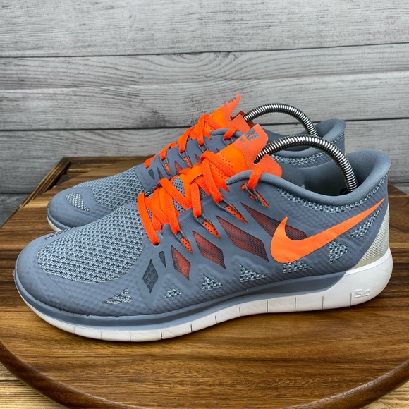 Nike Men’s Free 5.0 Magnet Grey Volt Orange Running Shoe Size 10 - Picture 1 of 10